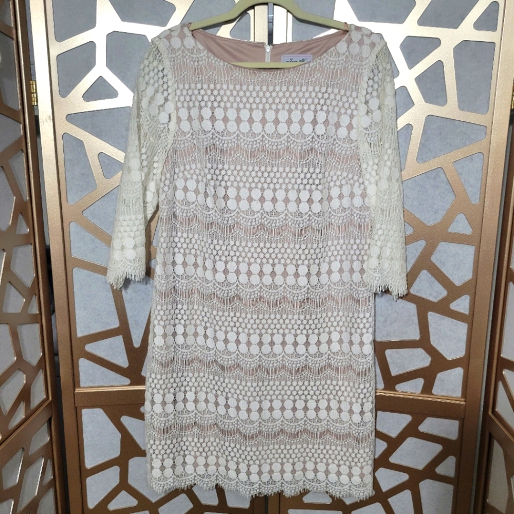 NWOT JESSICA H Cream Lace Longsleeve Dress